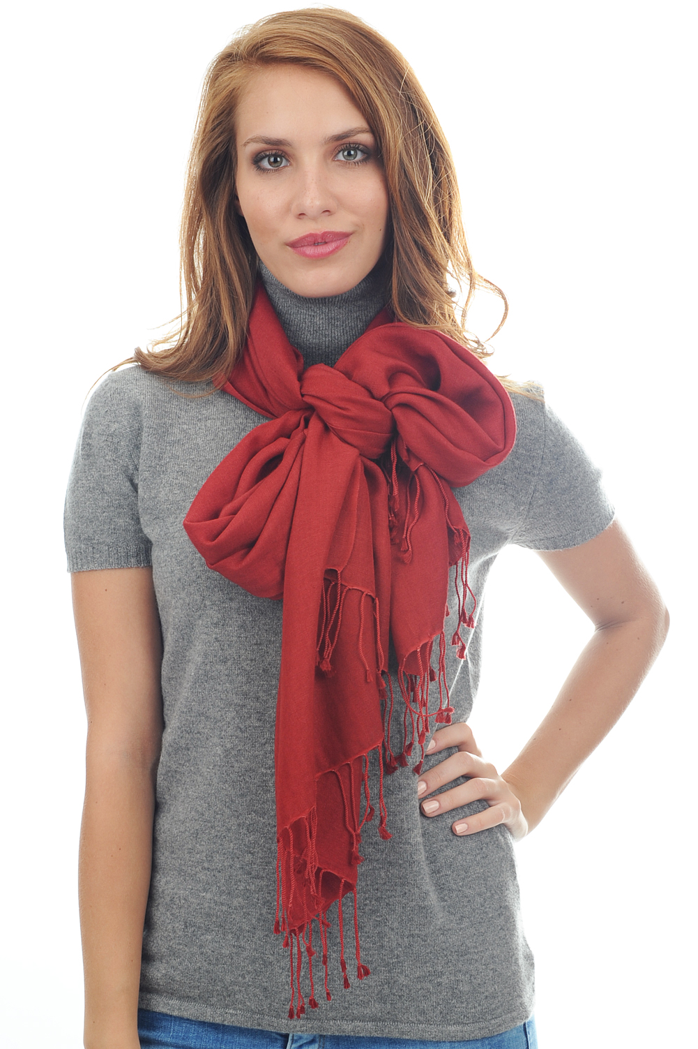 Cashmere & Silk ladies shawls platine dark auburn 204 cm x 92 cm